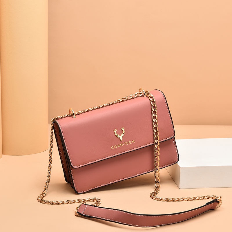 Túi Đeo Chéo Hình Vuông Cỡ Nhỏ Màu Trắng Phối Dây Đeo Sợi Xích Phong Cách Hàn Quốc Thời Trang Cho Nữ