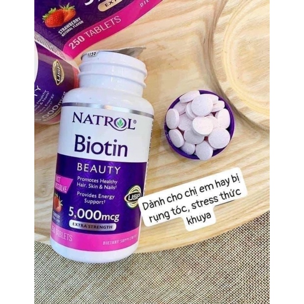 BIOTIN BEAUTY NATROL 5000mcg Extra Strength 💕💕𝐕𝐢𝐞̂𝐧 𝐧𝐠𝐚̣̂𝐦 𝐡𝐨̂̃ 𝐭𝐫𝐨̛̣ 𝐦𝐨̣𝐜 𝐭𝐨́𝐜, 𝐜𝐡𝐚̆́𝐜 𝐦𝐨́𝐧𝐠, đ𝐞̣𝐩 𝐝𝐚 𝐜𝐮̉𝐚 𝐌𝐲̃