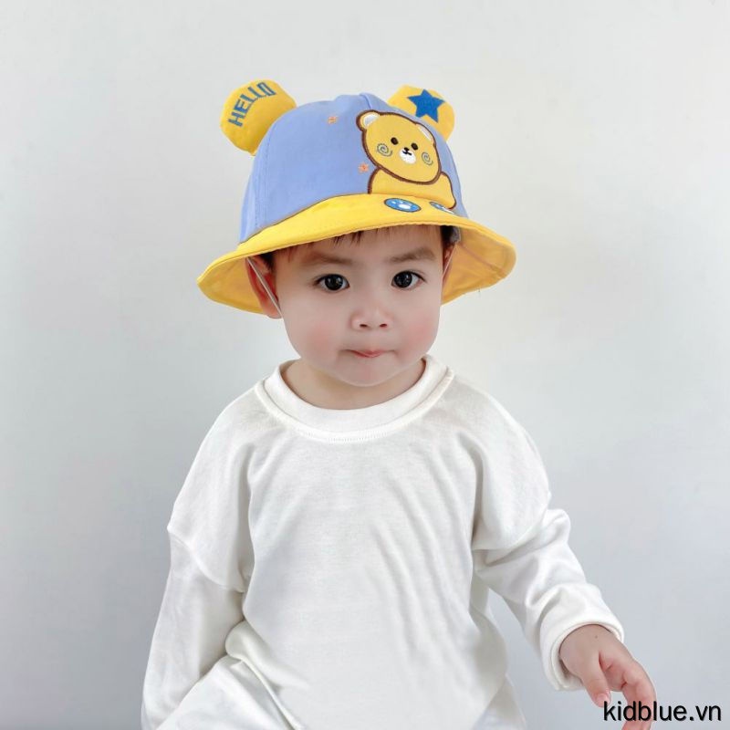 Mũ vành hình chú gấu che nắng thời trang cho bé trai gái