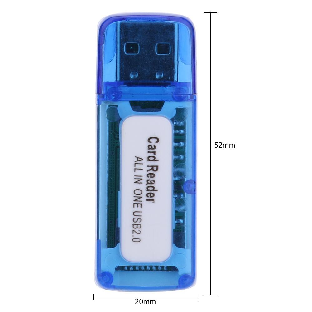 Đầu đọc thẻ nhớ di động 4 trong 1 đa năng cổng USB 2.0 thích hợp cho thẻ Micro SD TF MS Micro M2