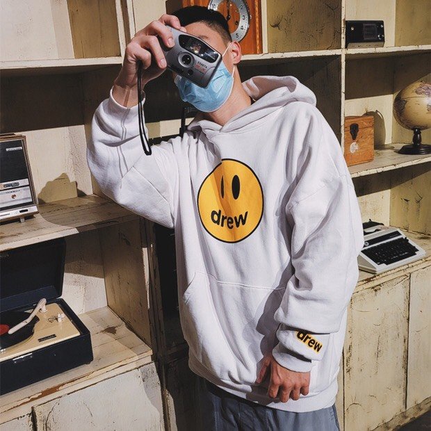 Áo hoodie D.rew có mũ hai lớp unisex chất nỉ mềm mại freesize cho nam nữ dưới 70kg | BigBuy360 - bigbuy360.vn