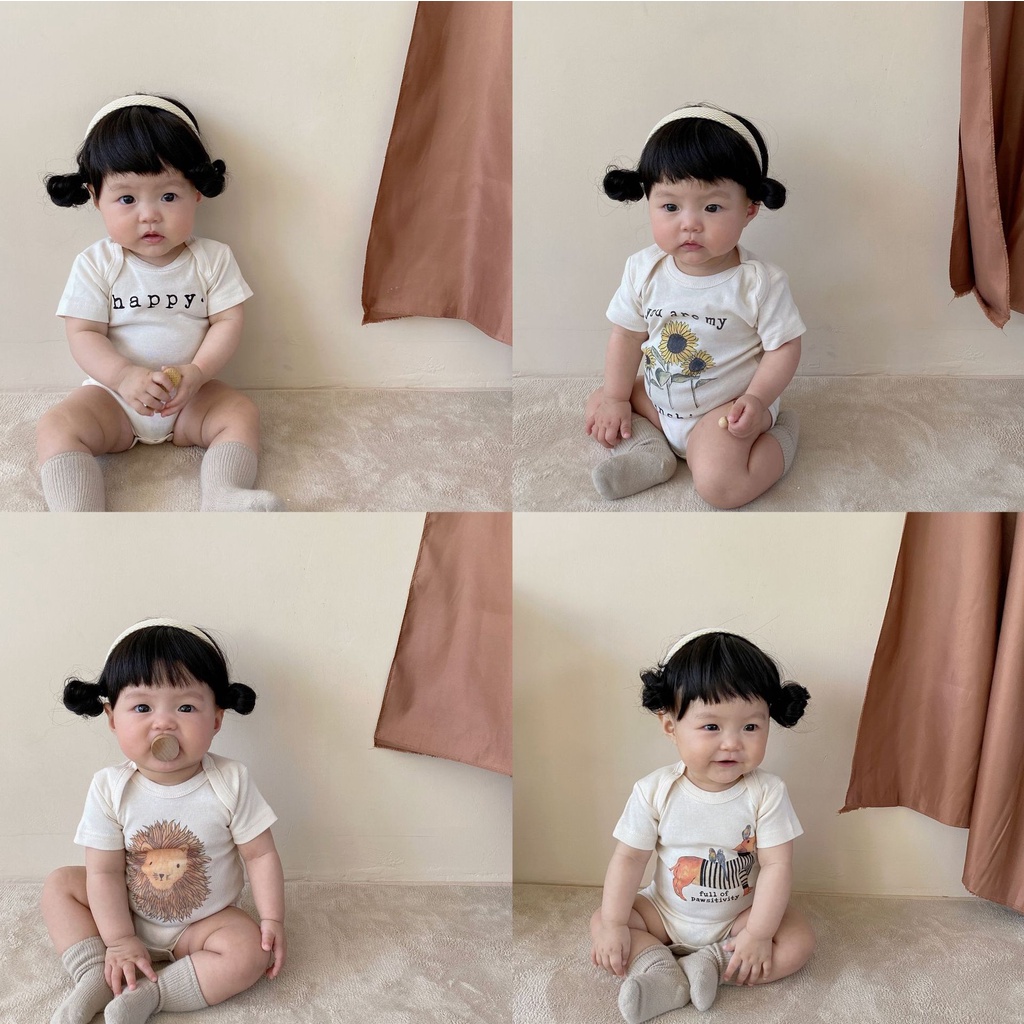 Bộ Áo Liền Quần Tay Ngắn In Hoạt Hình One Piece Thời Trang Mùa Hè Xinh Xắn Cho Bé Sơ Sinh