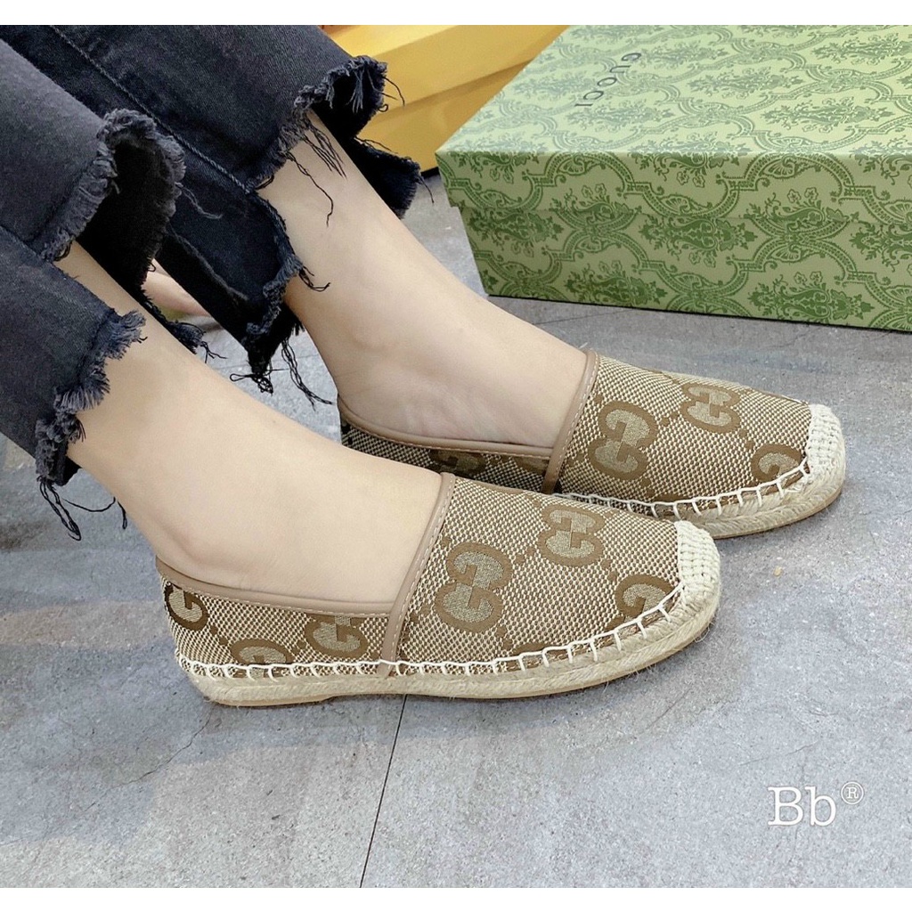 Giày mọi nữ đế cói họa tiết GG Nguyên hộp hãng cao cấp