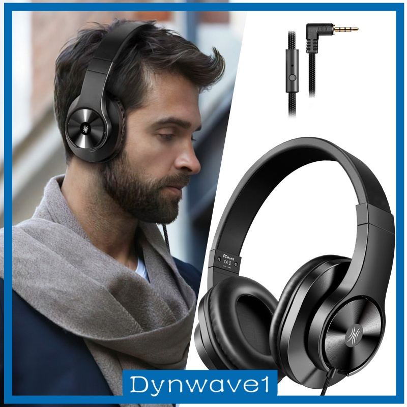 [DYNWAVE1] Wired Headphones Over Ear Headset w/ Microphone Stereo Bass Earphone