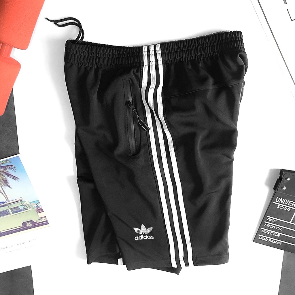 Quần Short 3 sọc , Quần đùi nam thun poly Hai Da Logo Thêu