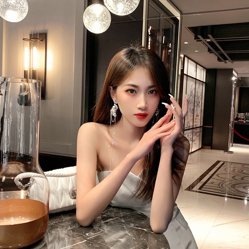 Bông Tai Dáng Dài Phối Tua Rua Đính Ngọc Trai Thời Trang Cổ Điển Phong Cách Hàn Quốc Cho Nữ 2022