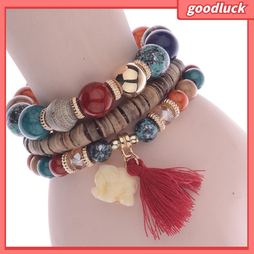 Set 3 vòng tay hạt đá phong cách Boho thời trang nữ độc đáo