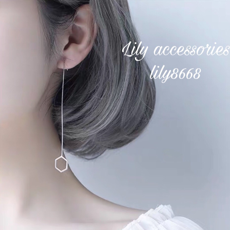 khuyên xỏ dây xích lục giác phong cách hàn quốc