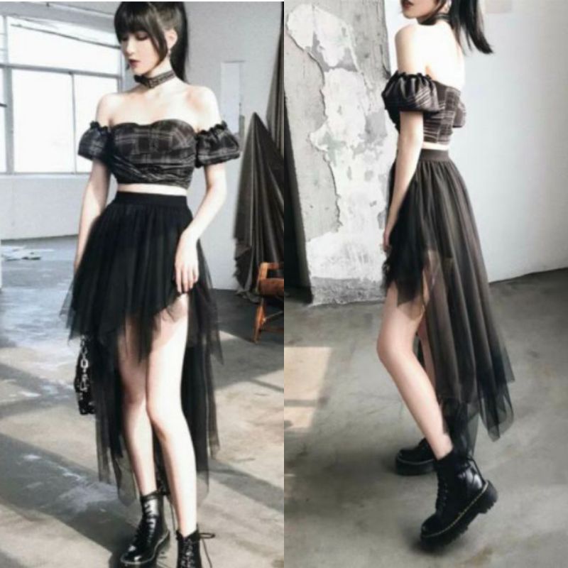 Chân Váy Lưới Tầng Đuôi Tôm cho nàng cá tính