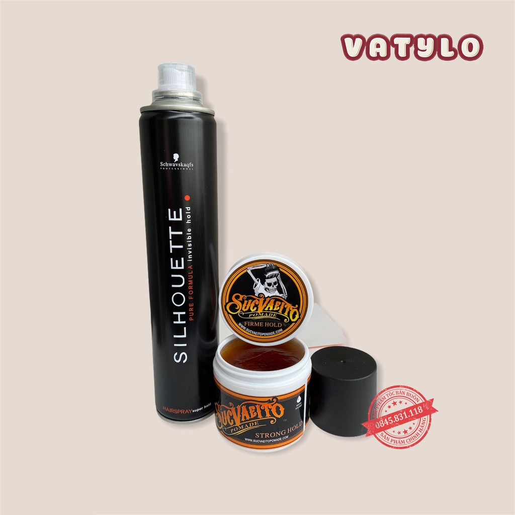 Gôm xịt tóc tạo kiểu nam silhouette 420ML + SÁP VUỐT TÓC NAM  Suavecito Firme Hold CB11