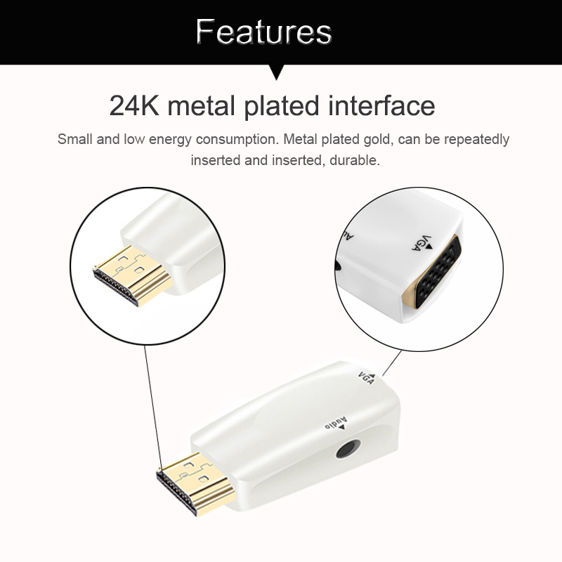 Bộ Chuyển Đổi Hdmi Sang Vga Vda Với Âm Thanh Hdim Cho Máy Tính / Notebook / Màn Hình Tv Hd / Màn Hình Máy Chiếu / Màn Hình Hd | BigBuy360 - bigbuy360.vn