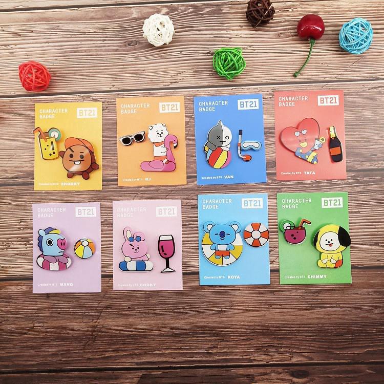 Set 2 huy hiệu cài áo hình các thành viên nhóm nhạc BTS