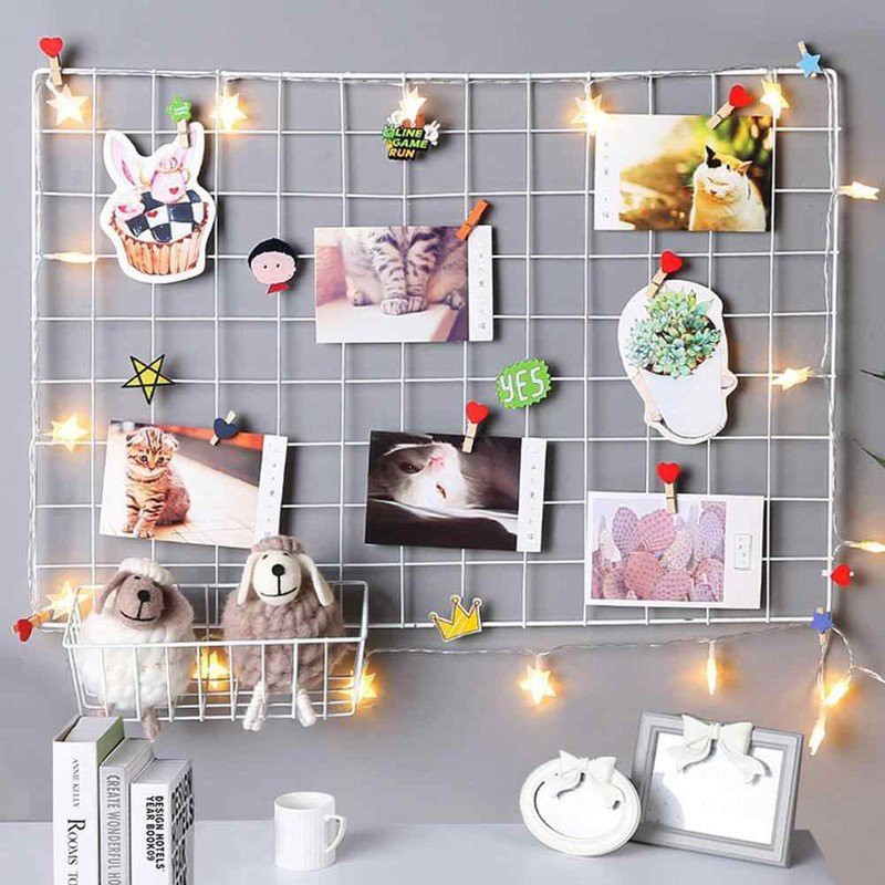 Tấm Lưới Decor Trang Trí - Treo Cất Giữ Đồ Lưu Niệm - Hai Màu Đen Và Trắng [Tặng kèm 2 đinh treo/tấm] | BigBuy360 - bigbuy360.vn