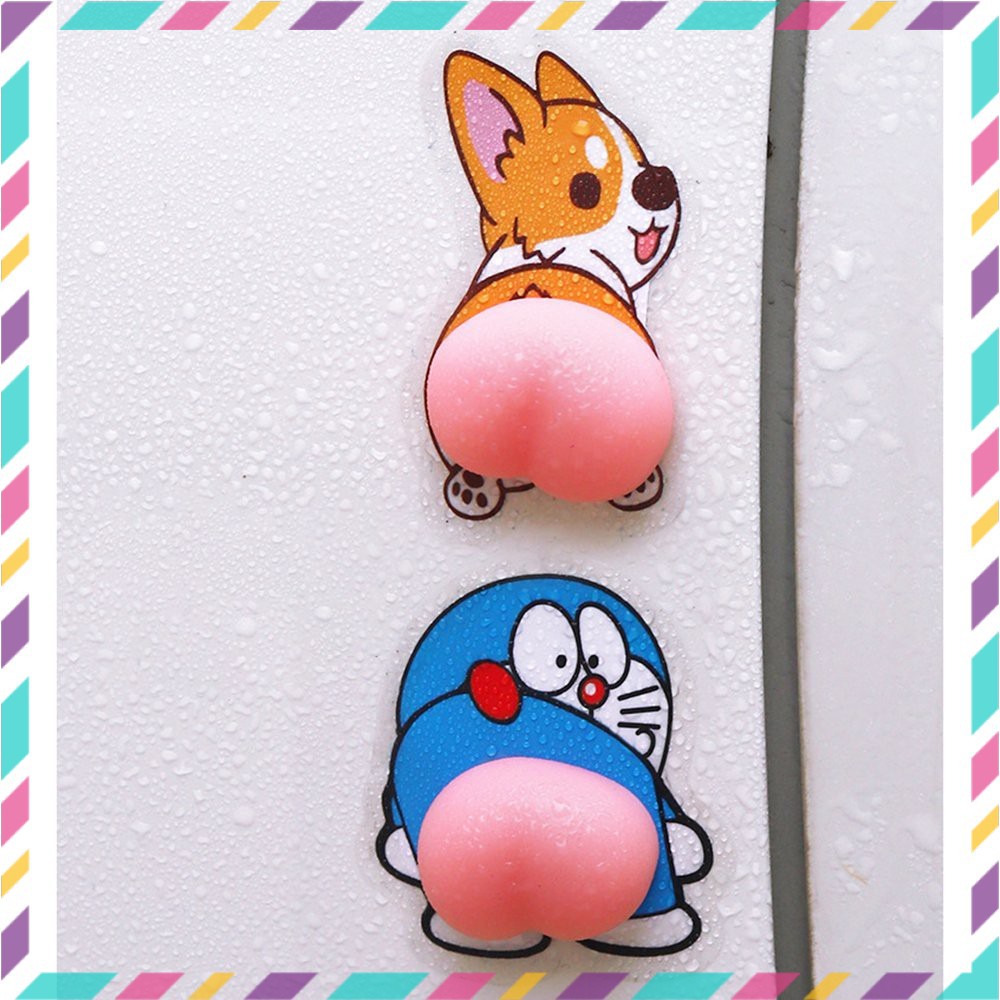 Sét 2 miếng silicon hình mông sticker dán chống va đập -Miếng chặn cửa nhà/ô tô/dán lưng điện thoại ngộ nghĩnh