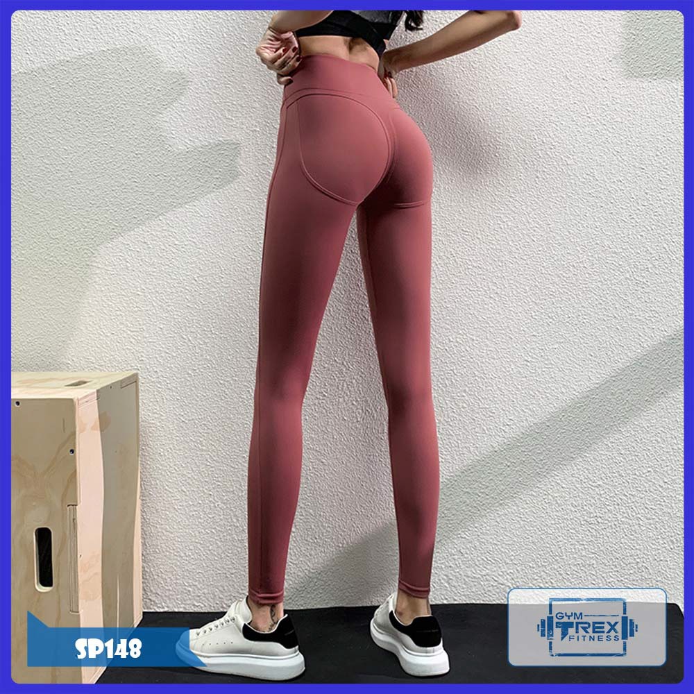 Quần gym nữ cạp cao họa tiết thun siêu mịn SP148, Quần legging nữ yoga nâng mông gen bụng - Gym Trex