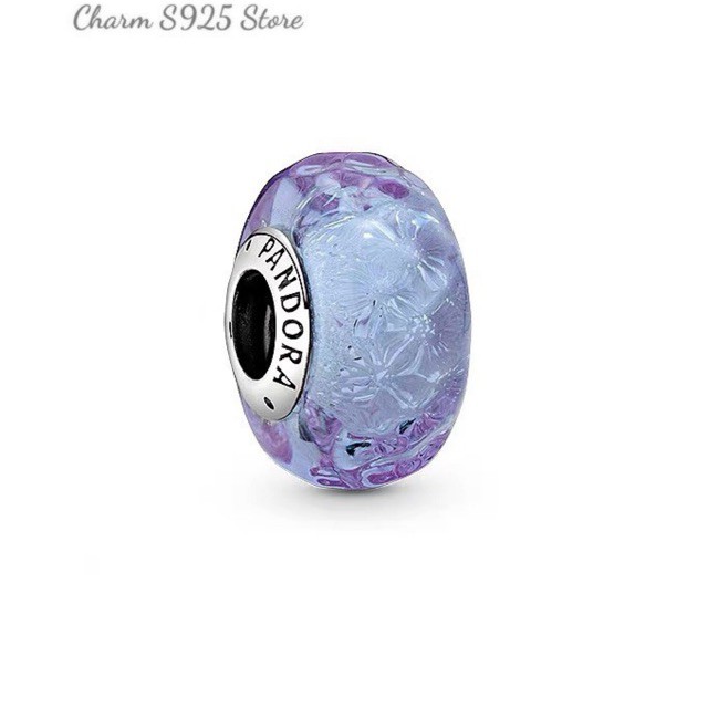 charm pan thuỷ tinh hoa nổi bạc s925