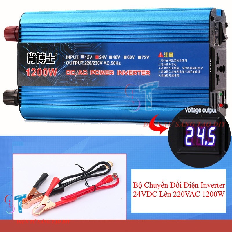 Bộ Chuyển Đổi Điện Inverter 24VDC Lên 220VAC 1200W