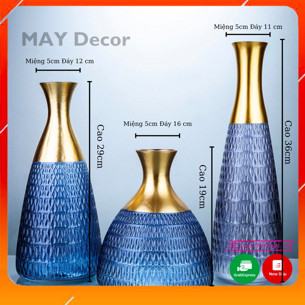 Bình Hoa Cao Cấp, Lọ Hoa Thuỷ Tinh Decor, Thủy Tinh Trang Trí Nhà Cửa MAY Decor LH025