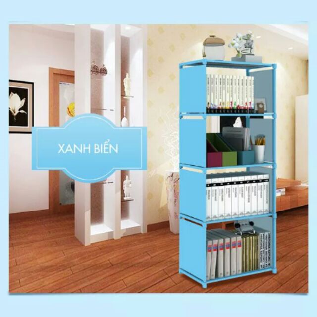 Kệ sách 4 tầng khung inox chắc chắn tiện dụng