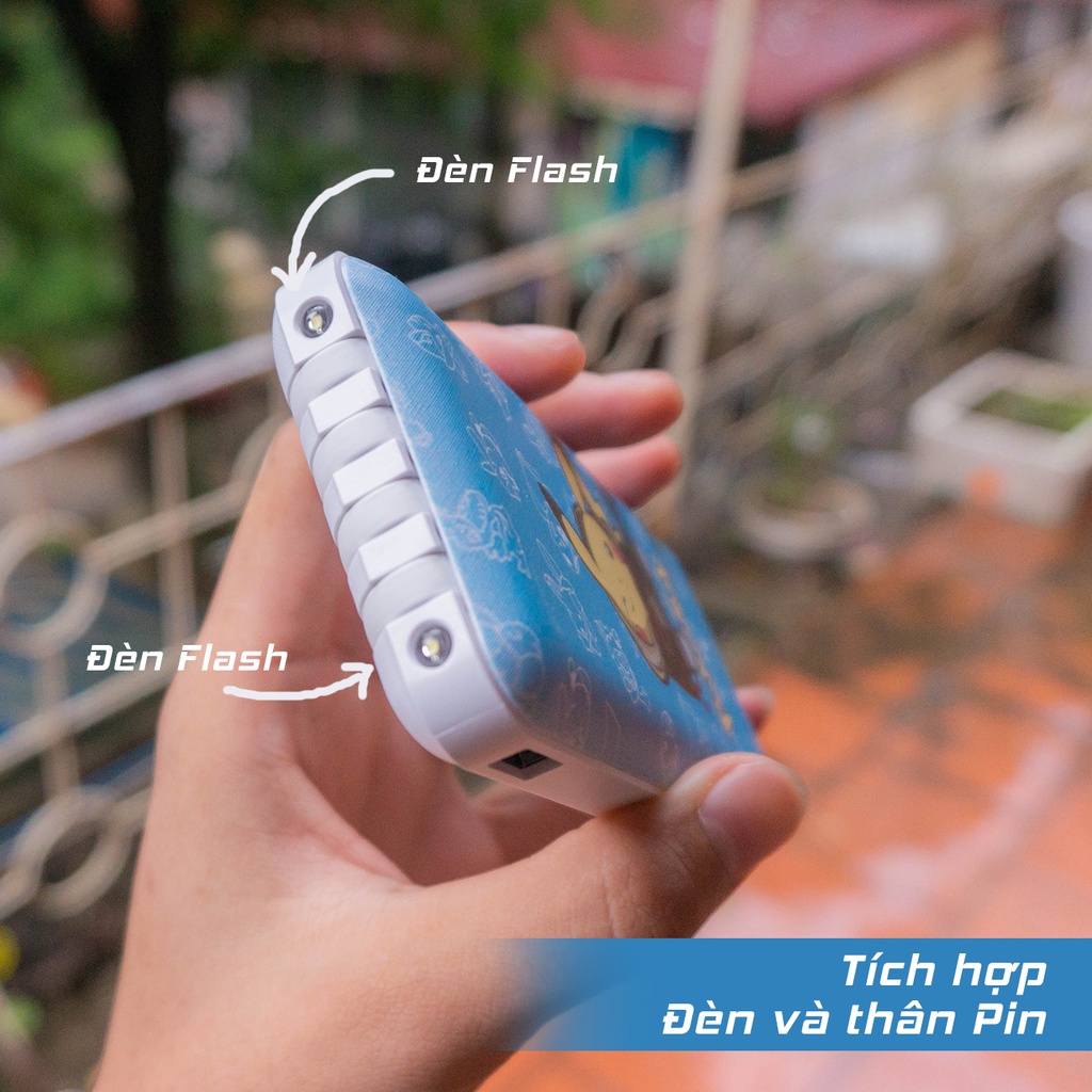 Pin Dự Phòng 10000mAh, Cục Sạc Nhanh Dung Lượng Chuẩn 5 Trong 1, Tích Hợp 4 Dây Sạc Và Đèn Flash An Toàn Tiện Lợi