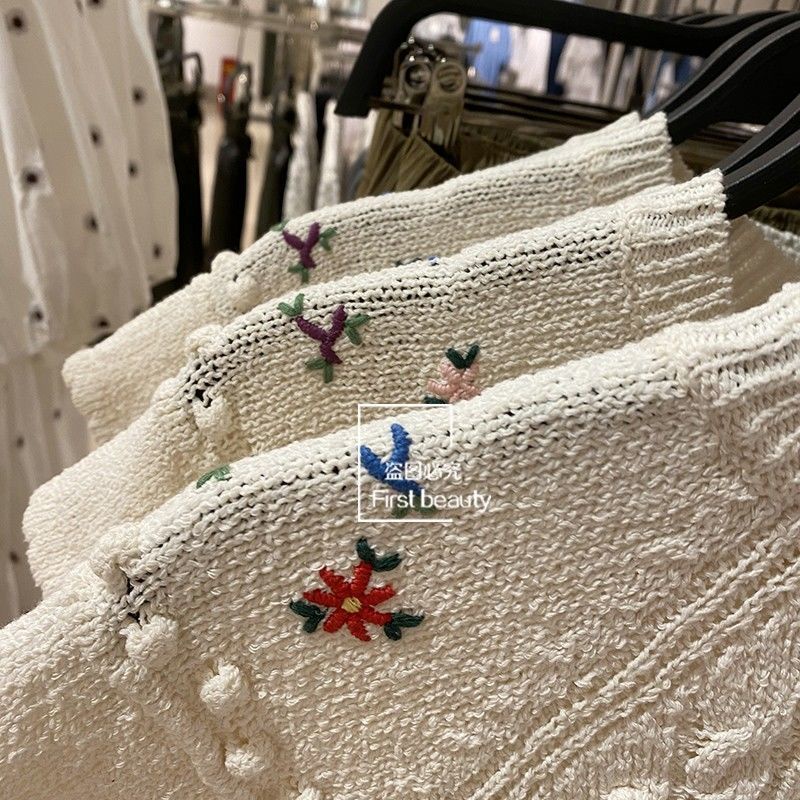 Áo Len dệt nữ ngắn tay thêu hoa hàng qccc