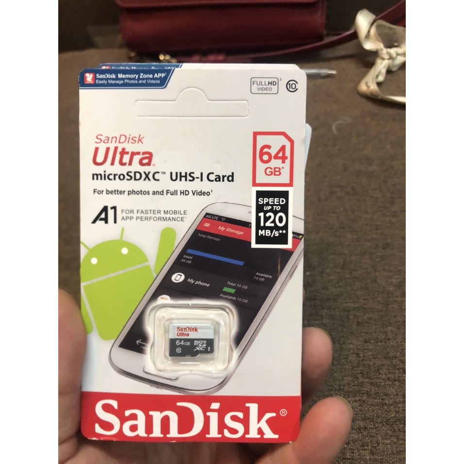 Thẻ nhớ sandisk 64GB dùng điện thoại, máy ảnh - Thẻ nhớ tốc độ cao Class 10 Ultra 120MB/s -BH 5 năm
