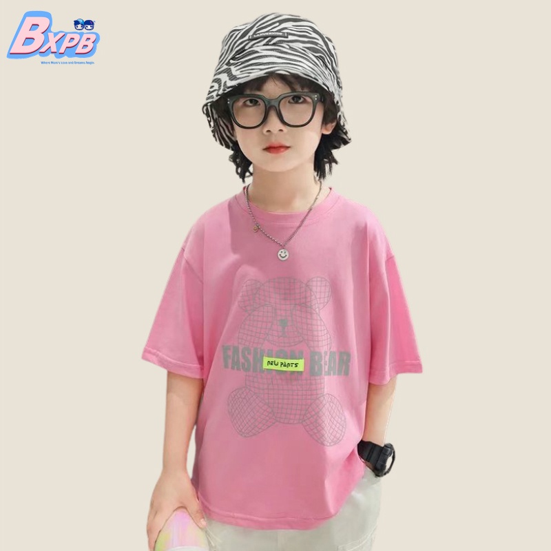 Áo thun BXPB tay ngắn dáng rộng thời trang mùa hè phong cách Hàn Quốc cho trẻ em