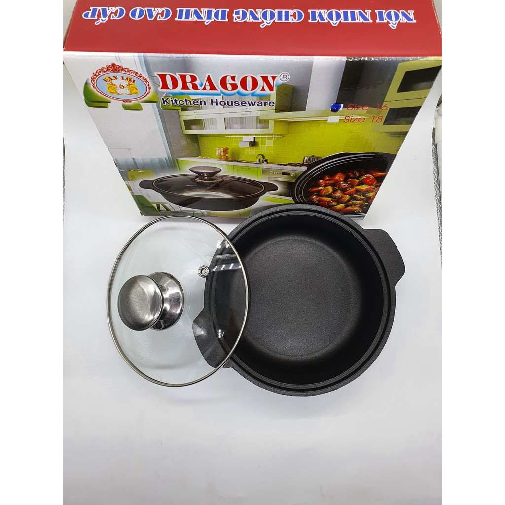 Nồi Chống Dính Kho Quẹt , Hầm , Nấu Lẩu , Mì Cay, Om Thức Ăn Đa Dụng ( 14 - 22cm )