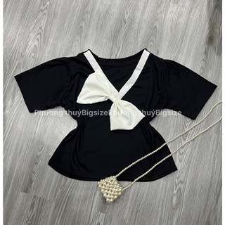 [DT Bigsize] Áo kiểu nơ đắp chéo cổ tim (Ảnh mẫu chụp tại shop)