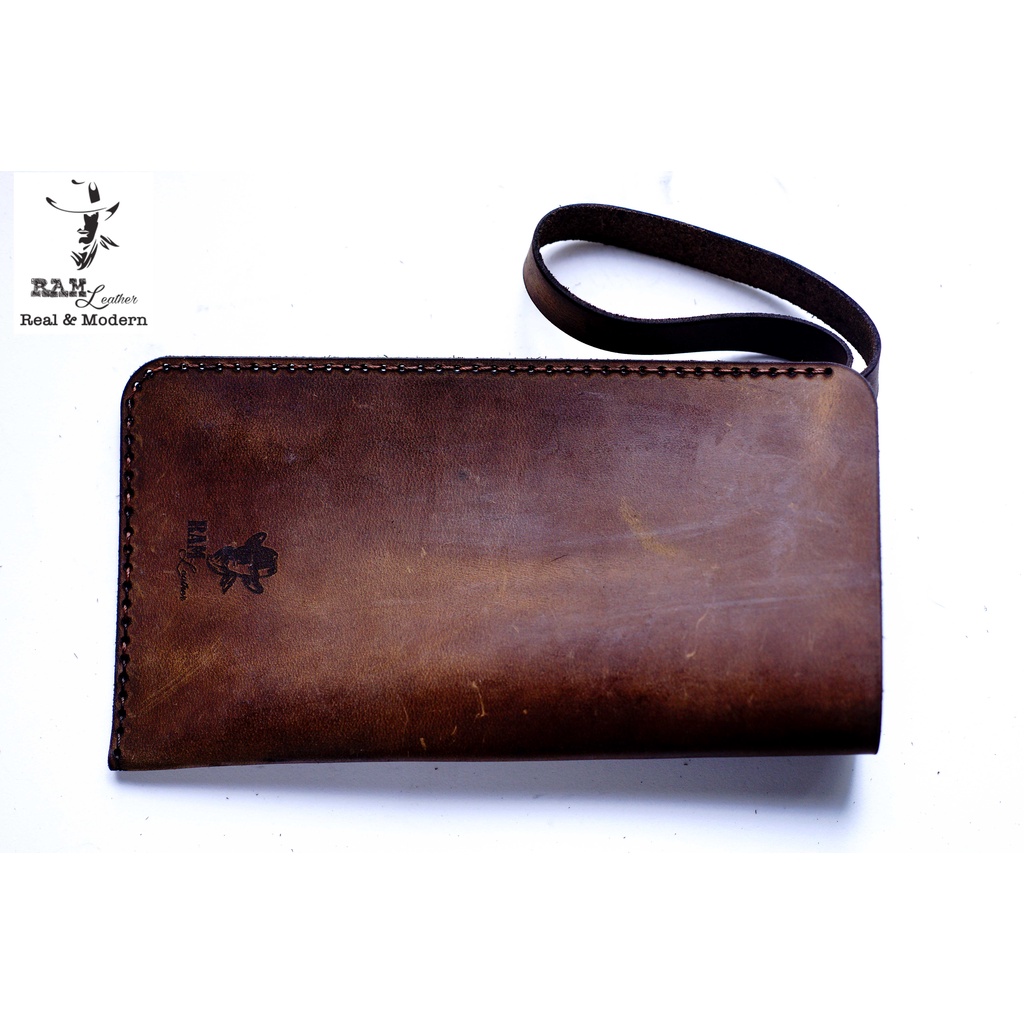 Bao Da Iphone Da Bò Sáp Ngựa Có Quai Cầm RAM Leather