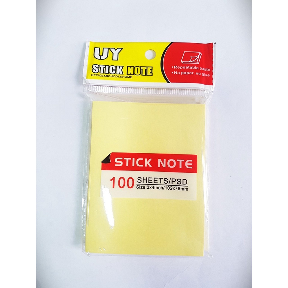 Giấy Note ghi chú / Sticky Note / Giấy ghi nhớ UY 3*2 / 3*3 / 3*4