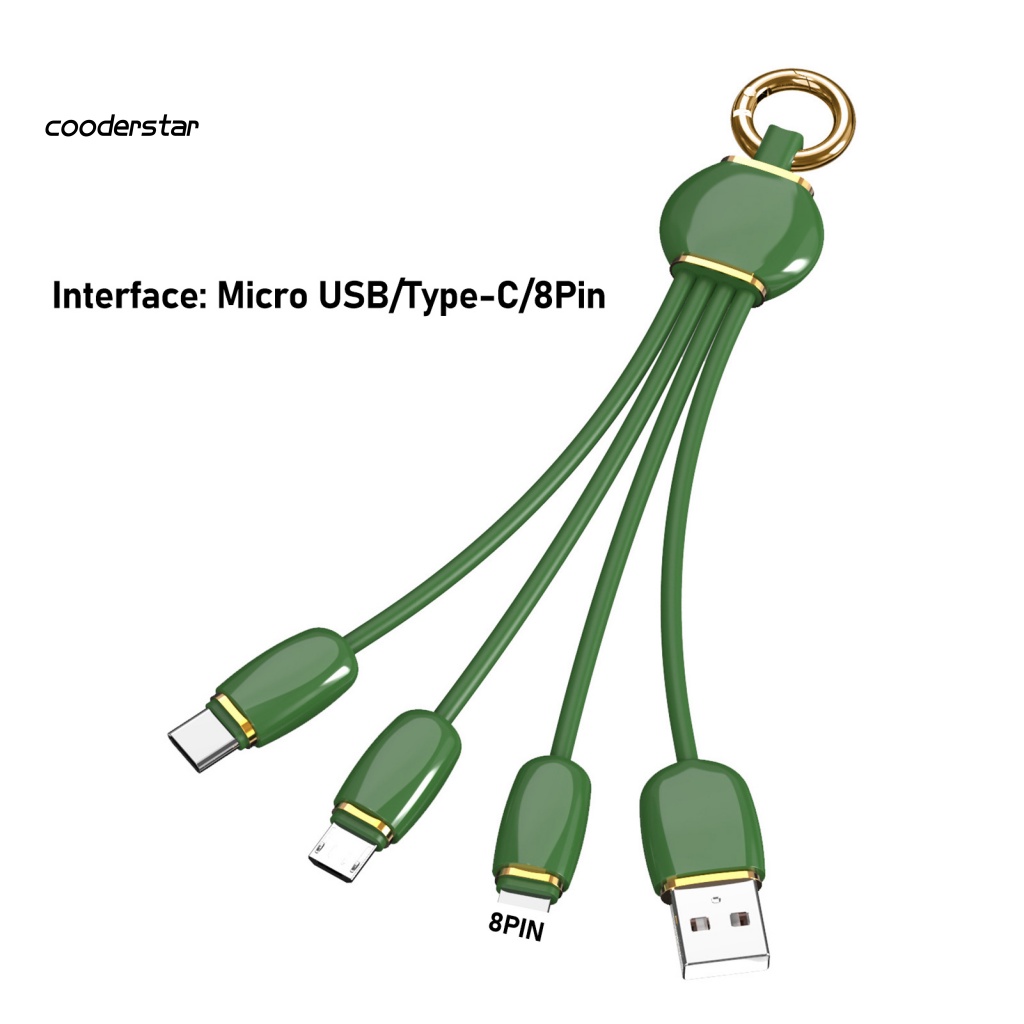 Dây Cáp Sạc Dữ Liệu Micro USB / Type-C / 8Pin Đa Năng Có Móc Khóa Tiện Dụng