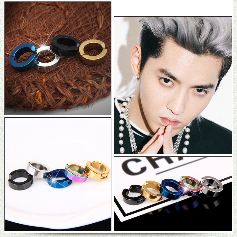 1 mảnh Thời trang Earwear Kẹp tai Bông tai Đeo tai Đàn ông Phụ nữ Vòng tai màu đen Punk Không gây dị ứng Không có lỗ thủng Thép không gỉ