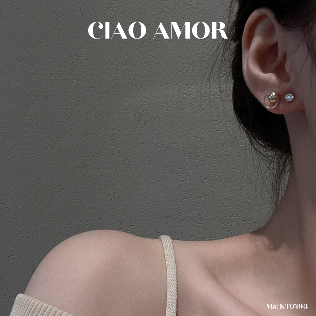 Set khuyên tai nụ vòng S01 đơn giản basic Trang sức Ciao Amor - KT0493