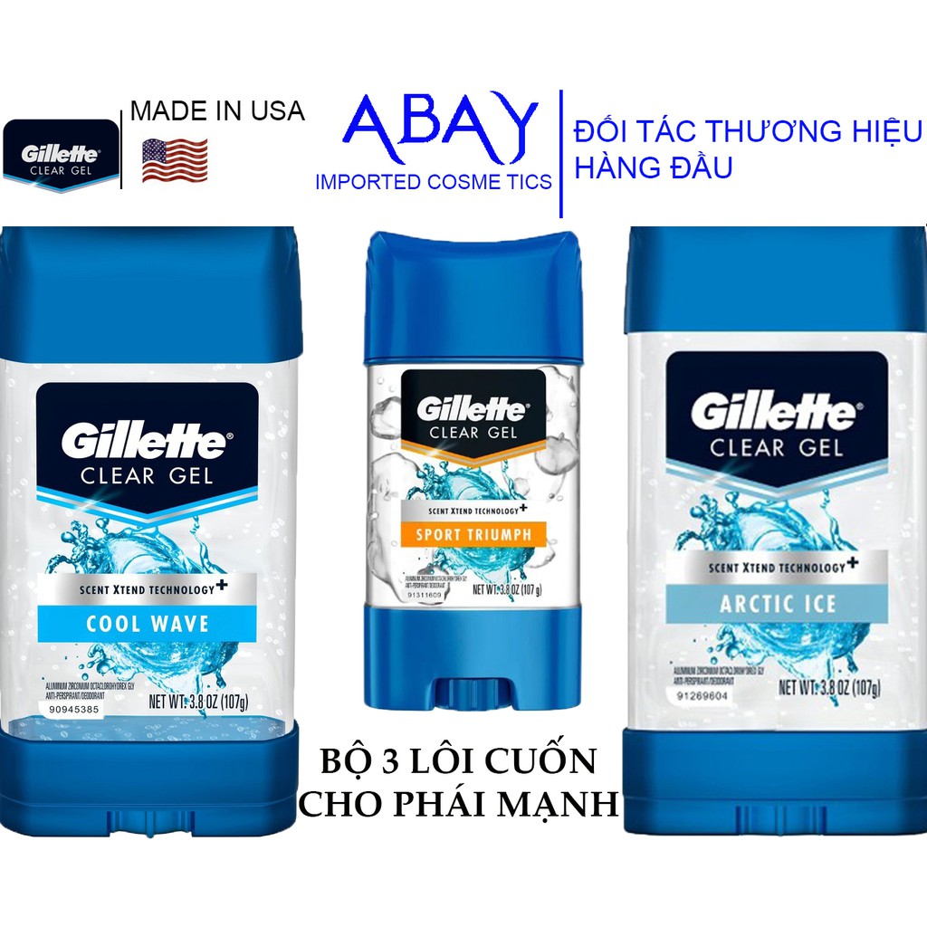 Lăn Khử Mùi Dành Cho Nam Gillette Mỹ 107g Cool Wave 5in1 | Artic Ice | Sport Triumph - Hàng Nhập Khẩu Chính Hãng