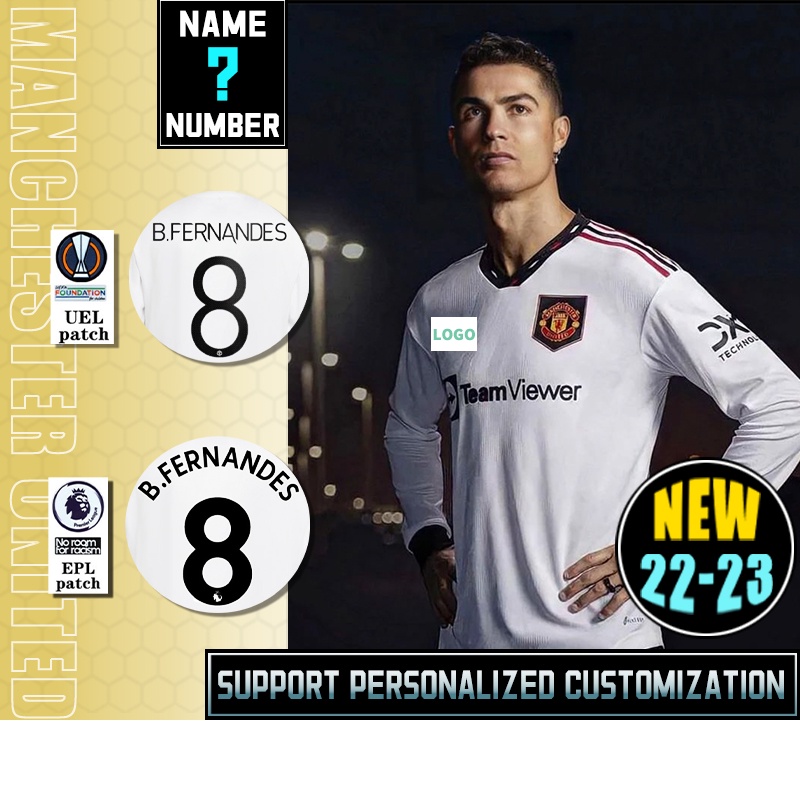 Áo Bóng Đá Dài Tay Màu Trắng Size s-2xl * 23 Manchester United