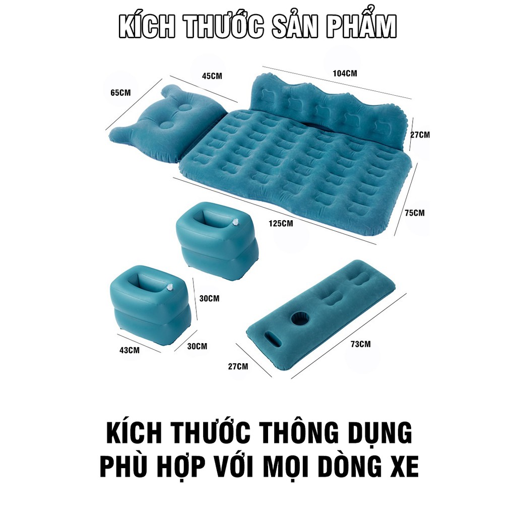 Đệm hơi ô tô cho xe 4-7 chỗ tặng kèm bơm điện và gối cao cấp - sang trọng