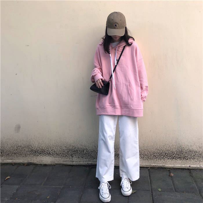 Áo khoác Hoodie tay dài màu trơn phong cách Hàn Quốc Cao Cấp | BigBuy360 - bigbuy360.vn