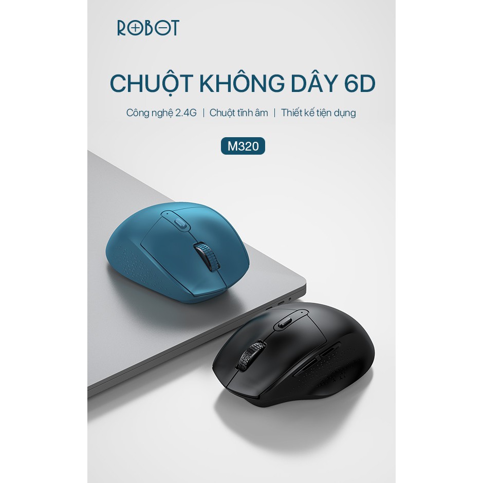 [Kèm Pin] Chuột Không Dây ROBOT M320 2.4GHz chuột tỉnh âm click không nghe tiếng khoảng cách tín hiệu 20m -Chính Hãng