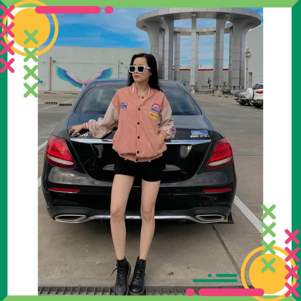 [Lên đồ là Sang] Áo Khoác Bomber Nhung Cầu Vồng Form Rộng Phong Cách Thời Trang Tặng Nón Nhung AS | BigBuy360 - bigbuy360.vn