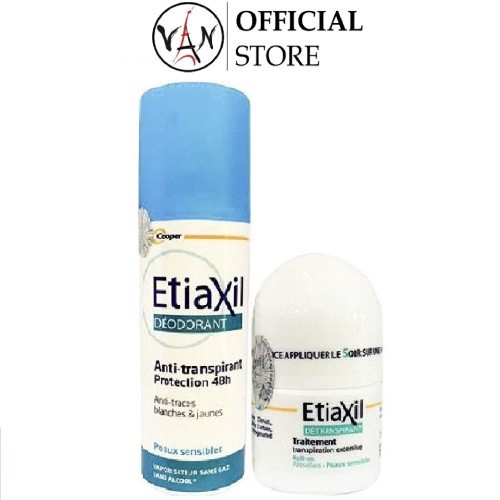 [Combo Etiaxil ] Lăn khử mùi dành cho da nhạy cảm 15ml và xịt khử mùi hằng ngày 100ml