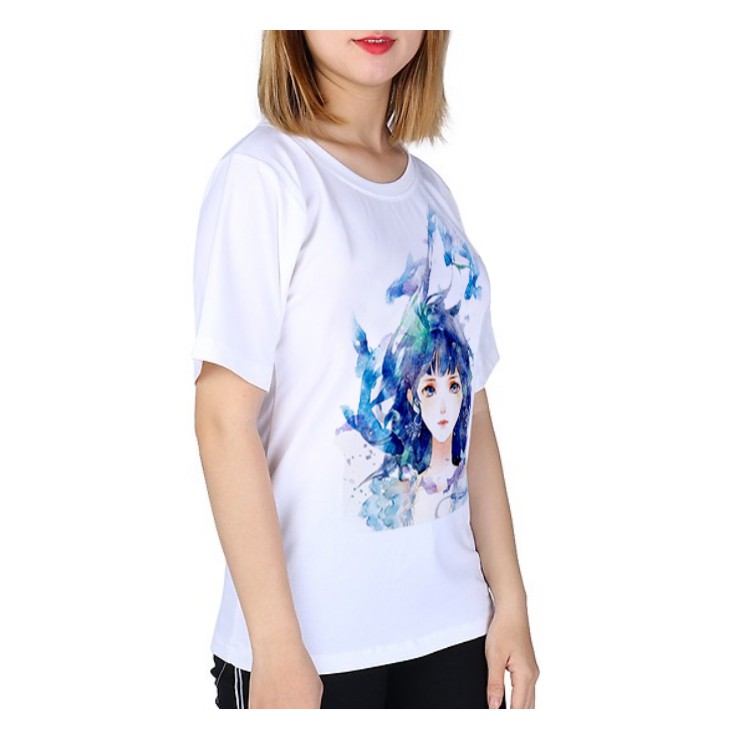 Áo Thun Nữ In Hình Dễ Thương Andromeda màu Trắng Cổ Tròn