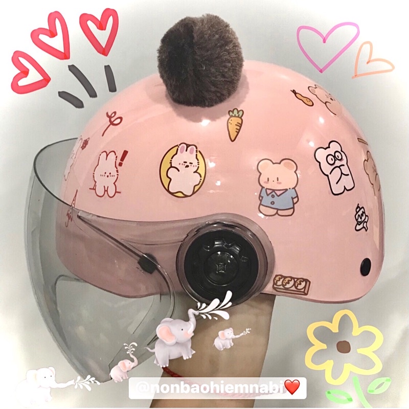 Mũ bảo hiểm kính cho bé ( Tặng kính+tai+4bộ sticker ngẫu nhiên 32hình)