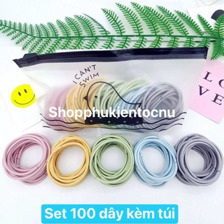 Túi 100 dây thun cột tóc màu sáng đủ màu