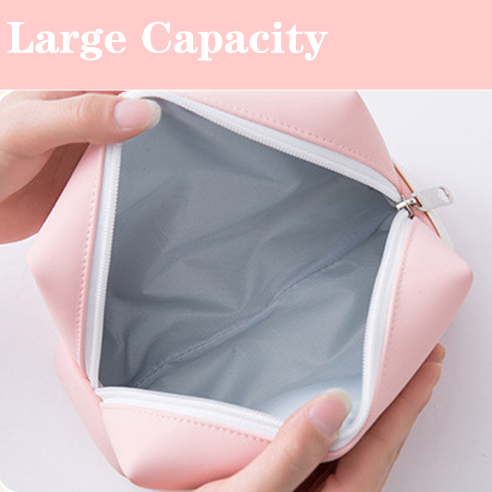 [Hàng mới về] Túi đựng mỹ phẩm trang điểm vải PU chống thấm nước kích thước nhỏ gọn dễ thương nhiều màu mang đi du lịch