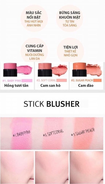 Kem nền bbstick và kem má hồng dạng thỏi Skinaz Hàn Quốc