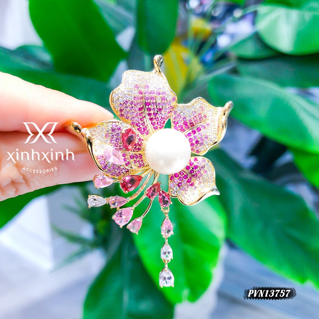 Tag cài áo cánh hoa thời trang đính hạt - Xinh Xinh Accessories