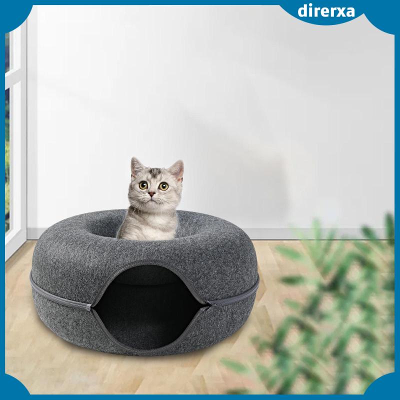 Giường Đường Hầm Cho Mèo Bằng Nỉ Có Dây Kéo Tiết Kiệm Không Gian Ấm Áp