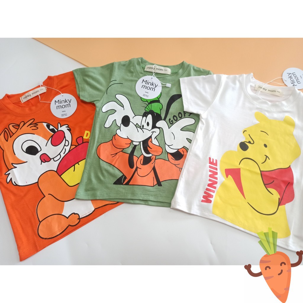 [SALE] Áo Cộc Tay  Minky Mom Thun Lạnh Họa Tiết Hoạt Hình Cho Bé Trai Bé Gái, Áo Hè Ngắn Tay Trẻ Em Siêu Mát MKMA2101