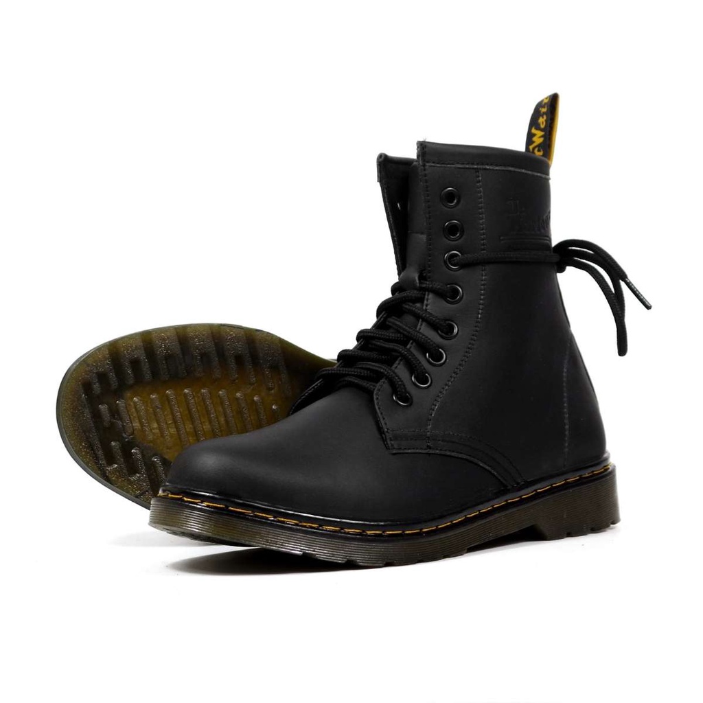 Giày Boots Dr.1460 cao cổ size từ 35->44, Boots da thời trang, Lucas Shoes bảo hành 1 năm (Dr.1460 đen trơn)